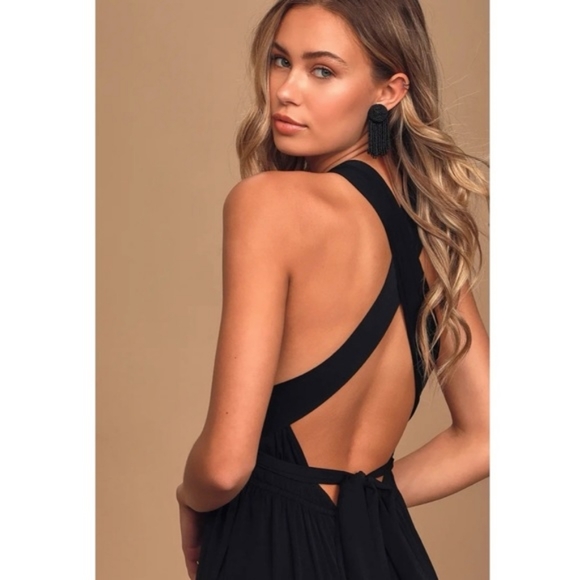 LULUS | Black Convertible Halter Maxi Dress M NWT - Picture 4 of 14
